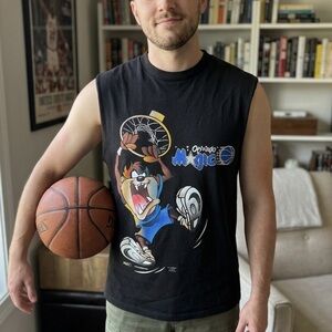 Rare NWT Vintage 1995 League Leader Taz Orlando Magic Sleeveless Tee Size M
